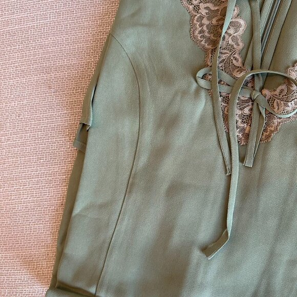 Reformation Green Midi Dress with Lace Trim - Picture 7 of 12